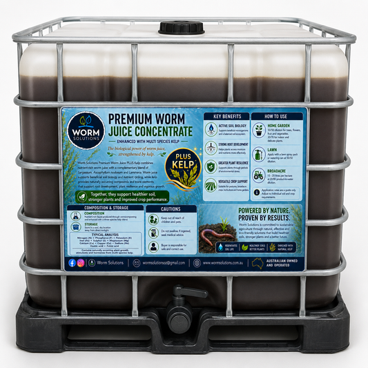 Premium Worm Solutions Worm Juice + MULTI~SPECIES KELP - 1000L IBC Concentrate.