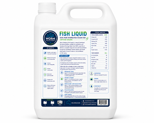 5 Litre Worm Solutions Fish Liquid Hydrolysate: ORGANIC CERTIFIED #SHIPPING INCLUDED IN PRICE#