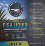 20 Litre Worm Solutions Liquid Fish Hydrolysate: ORGANIC CERTIFIED # SHIPPING INCLUDED #