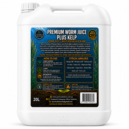 20 Litre Premium Worm Solutions Worm Juice + KELP: #SHIPPING INCLUDED IN PRICE#