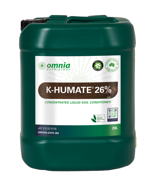 20L Omnia K26% Liquified Humate Soil Conditioner. ##CERTIFIED ORGANIC##