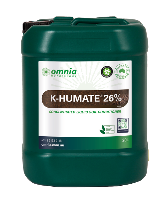 20L Omnia K26% Liquified Humate Soil Conditioner. ##CERTIFIED ORGANIC##